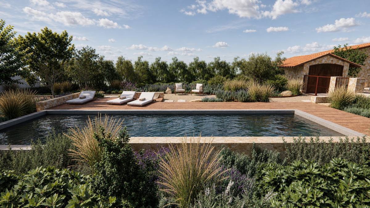 Rendu 3D abords de piscine